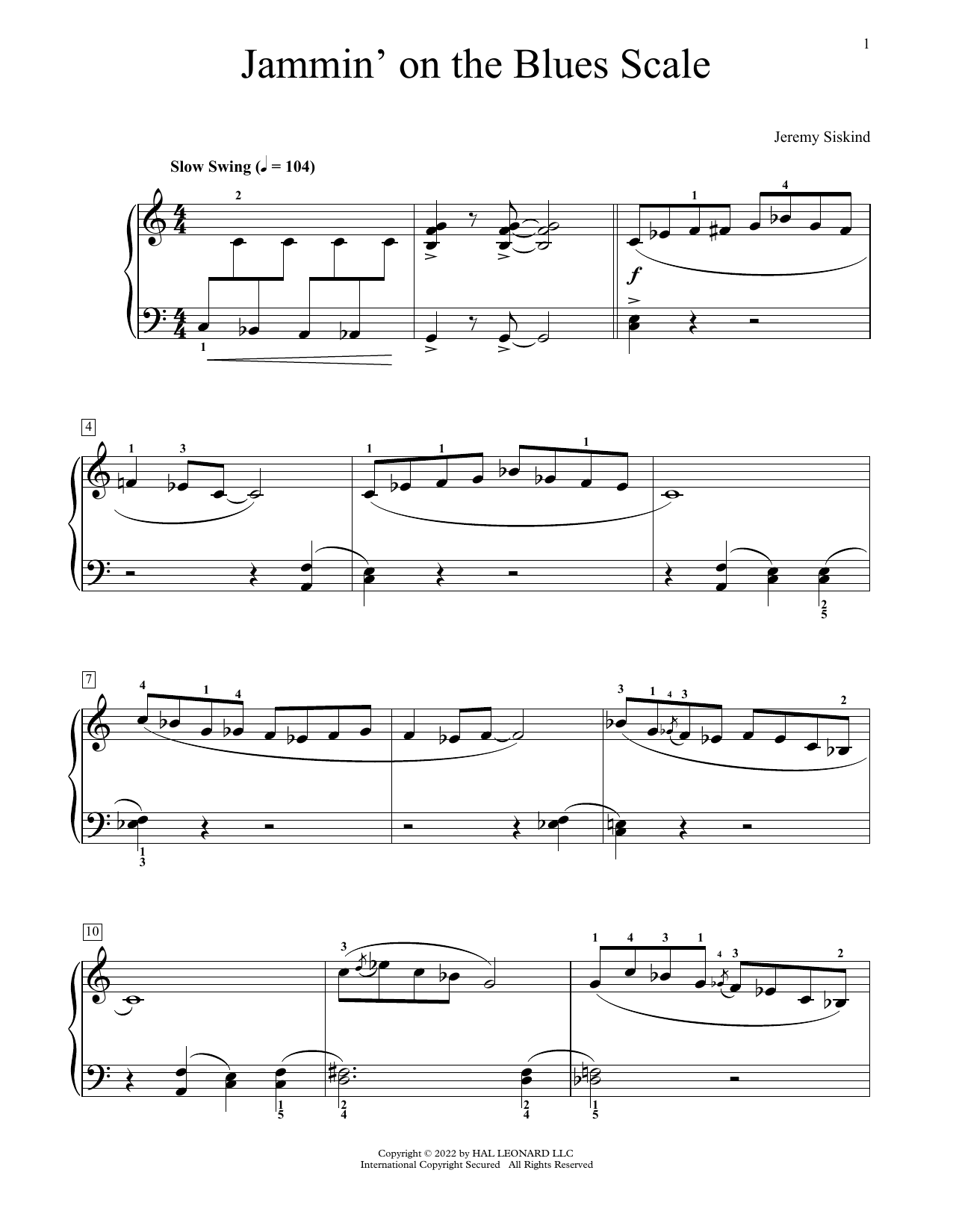 Jeremy Siskind Jammin' On The Blues Scale Sheet Music Notes & Chords for Educational Piano - Download or Print PDF