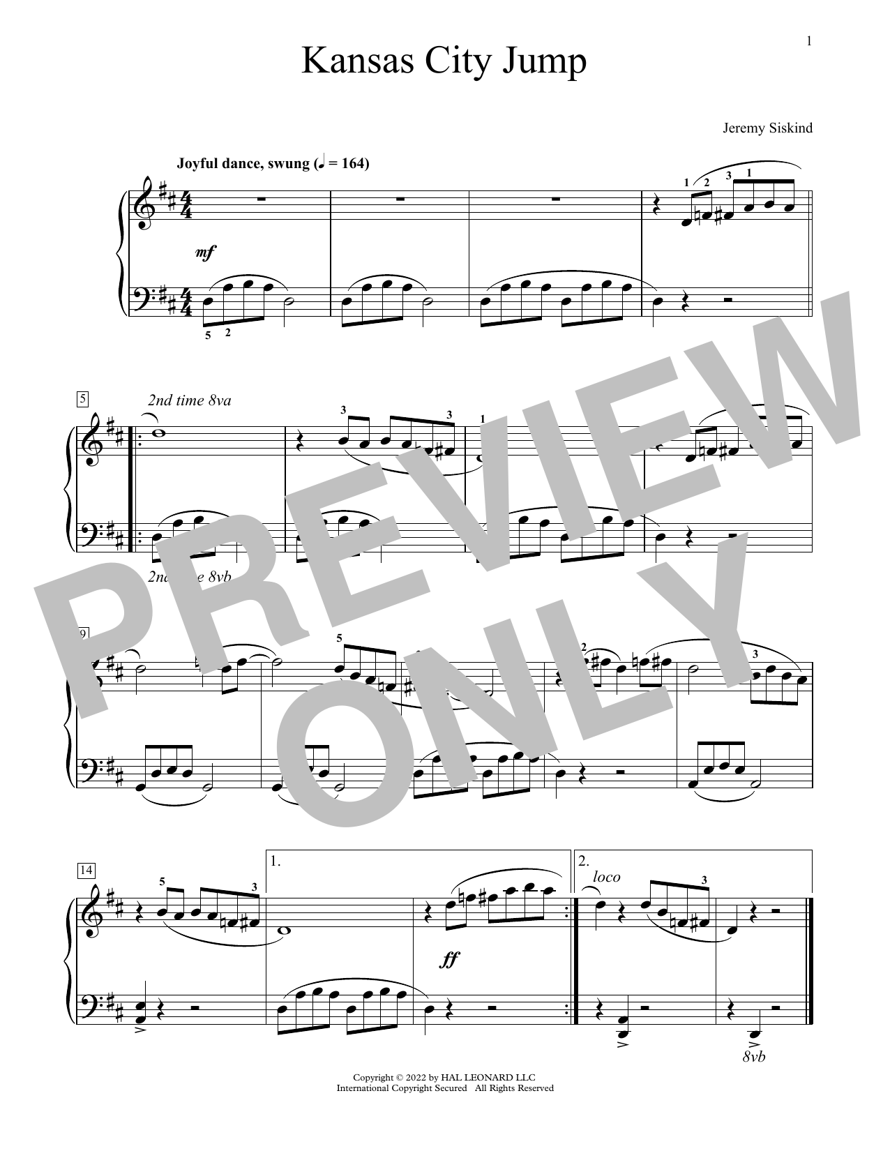 Jeremy Siskind Kansas City Jump Sheet Music Notes & Chords for Educational Piano - Download or Print PDF