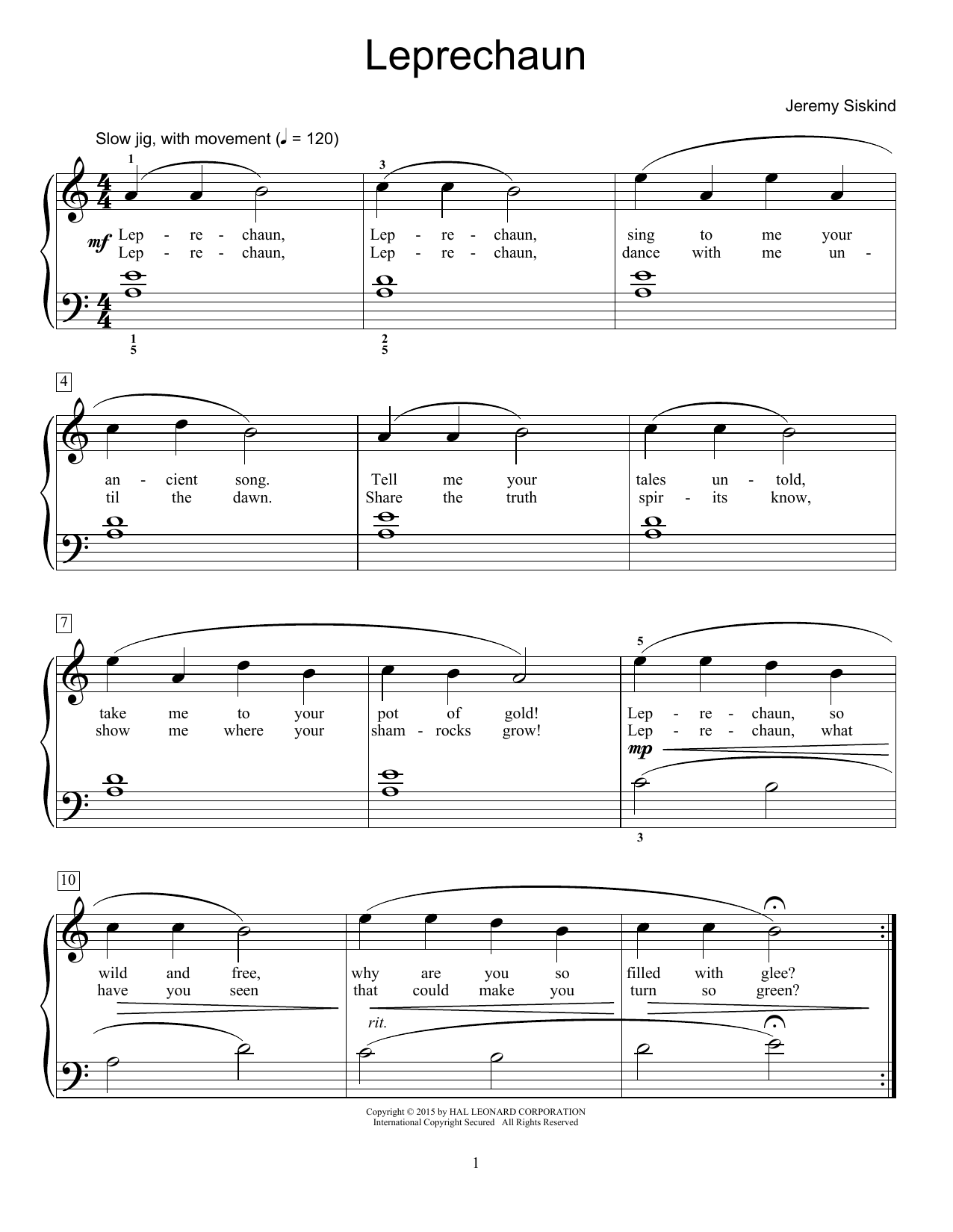 Jeremy Siskind Leprechaun Sheet Music Notes & Chords for Educational Piano - Download or Print PDF
