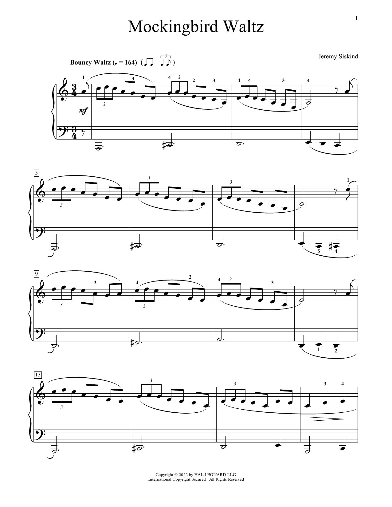 Jeremy Siskind Mockingbird Waltz Sheet Music Notes & Chords for Educational Piano - Download or Print PDF