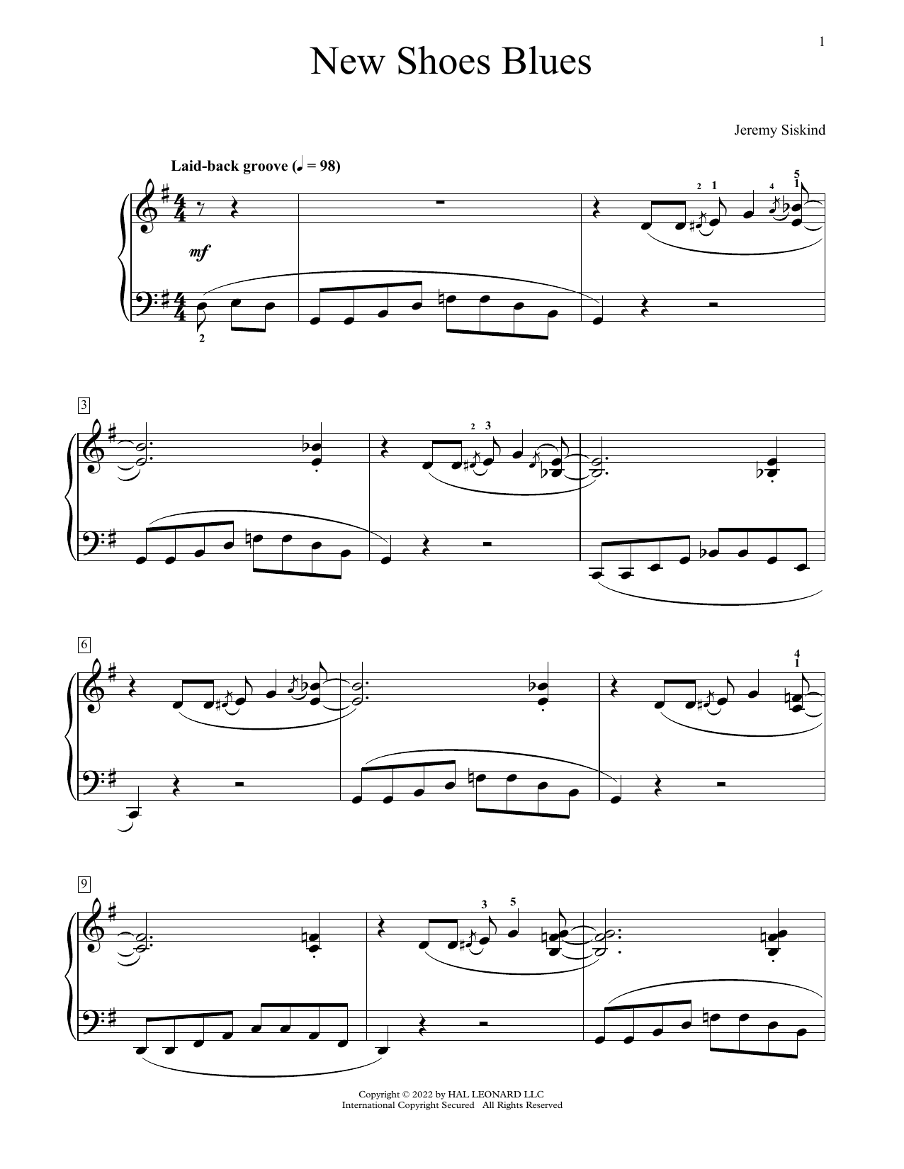 Jeremy Siskind New Shoes Blues Sheet Music Notes & Chords for Educational Piano - Download or Print PDF