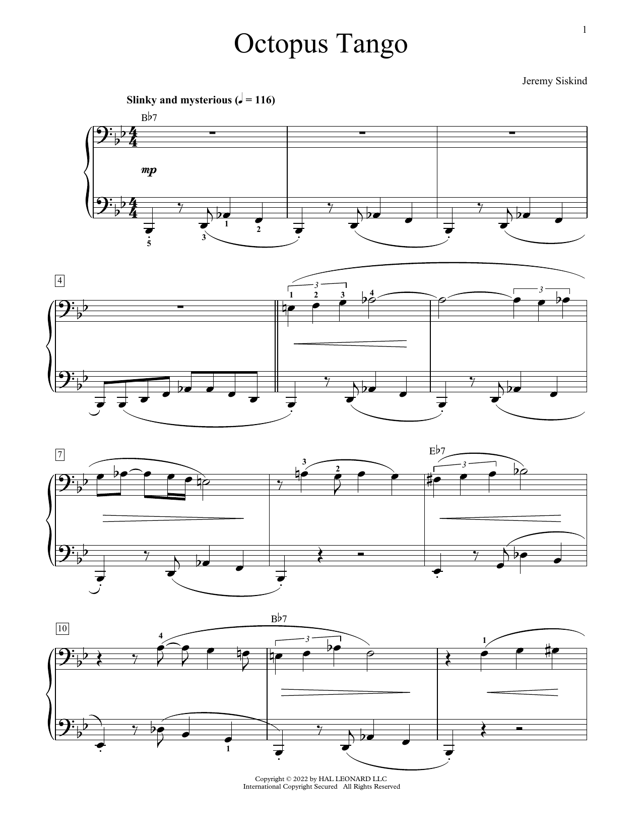 Jeremy Siskind Octopus Tango Sheet Music Notes & Chords for Educational Piano - Download or Print PDF