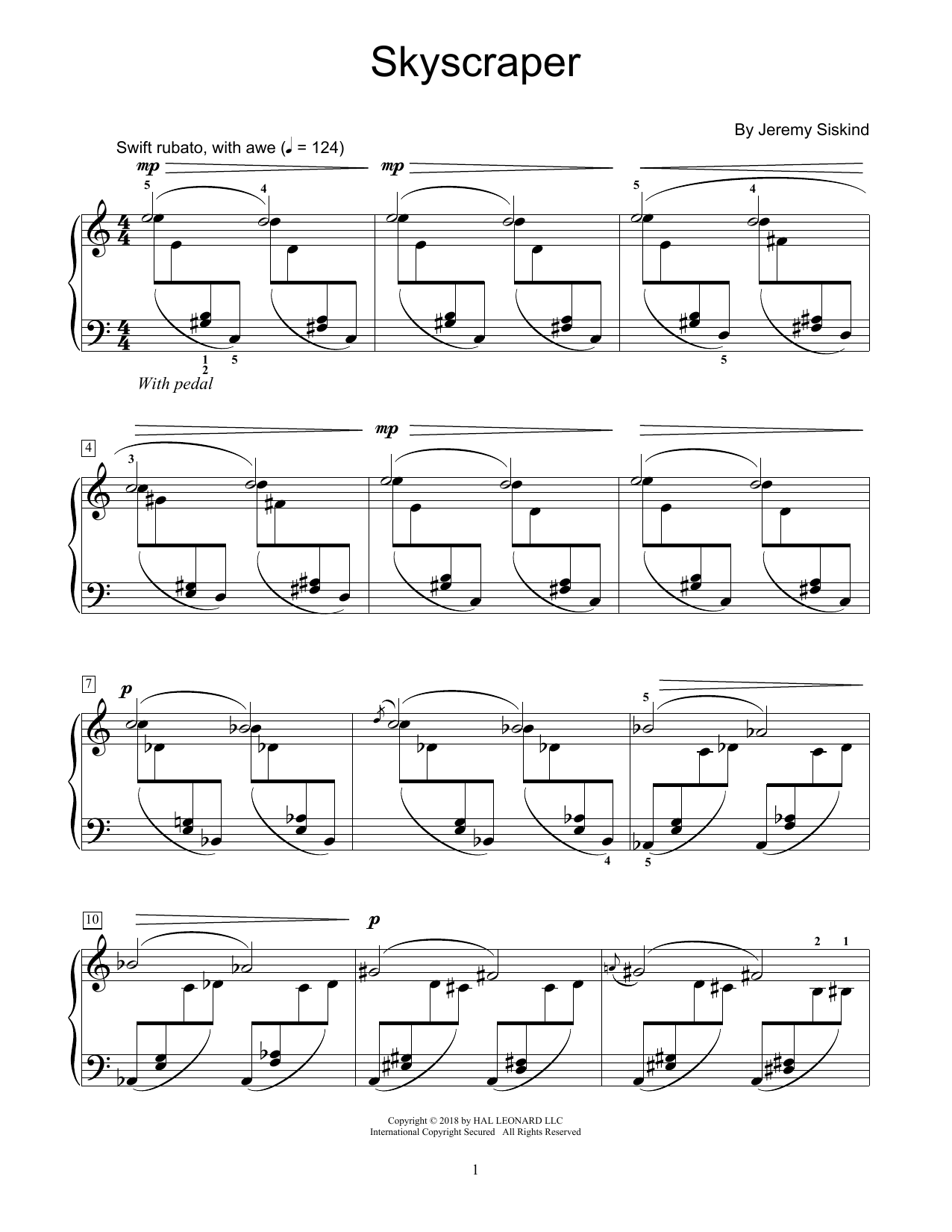 Jeremy Siskind Skyscraper Sheet Music Notes & Chords for Educational Piano - Download or Print PDF