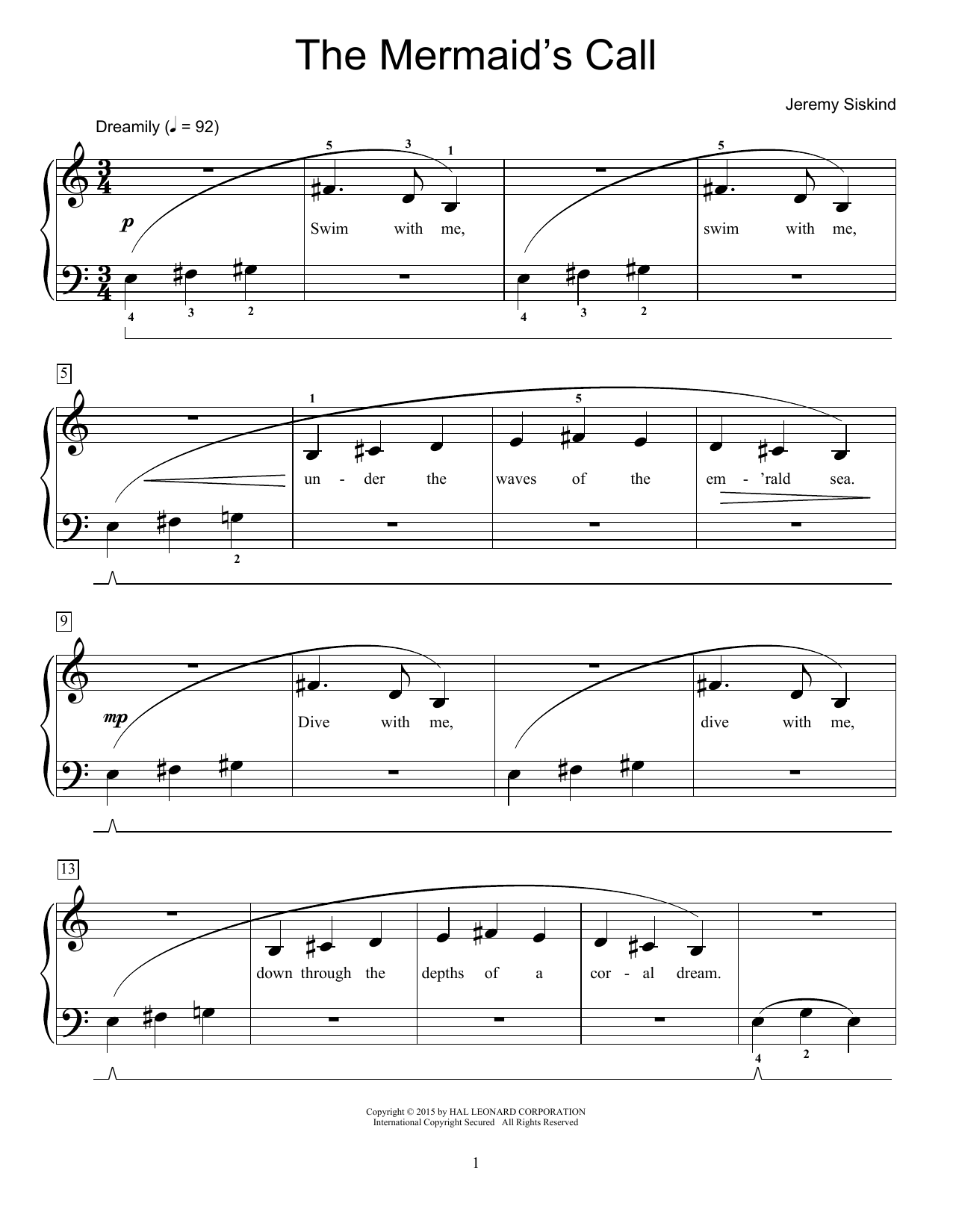 Jeremy Siskind The Mermaid's Call Sheet Music Notes & Chords for Educational Piano - Download or Print PDF