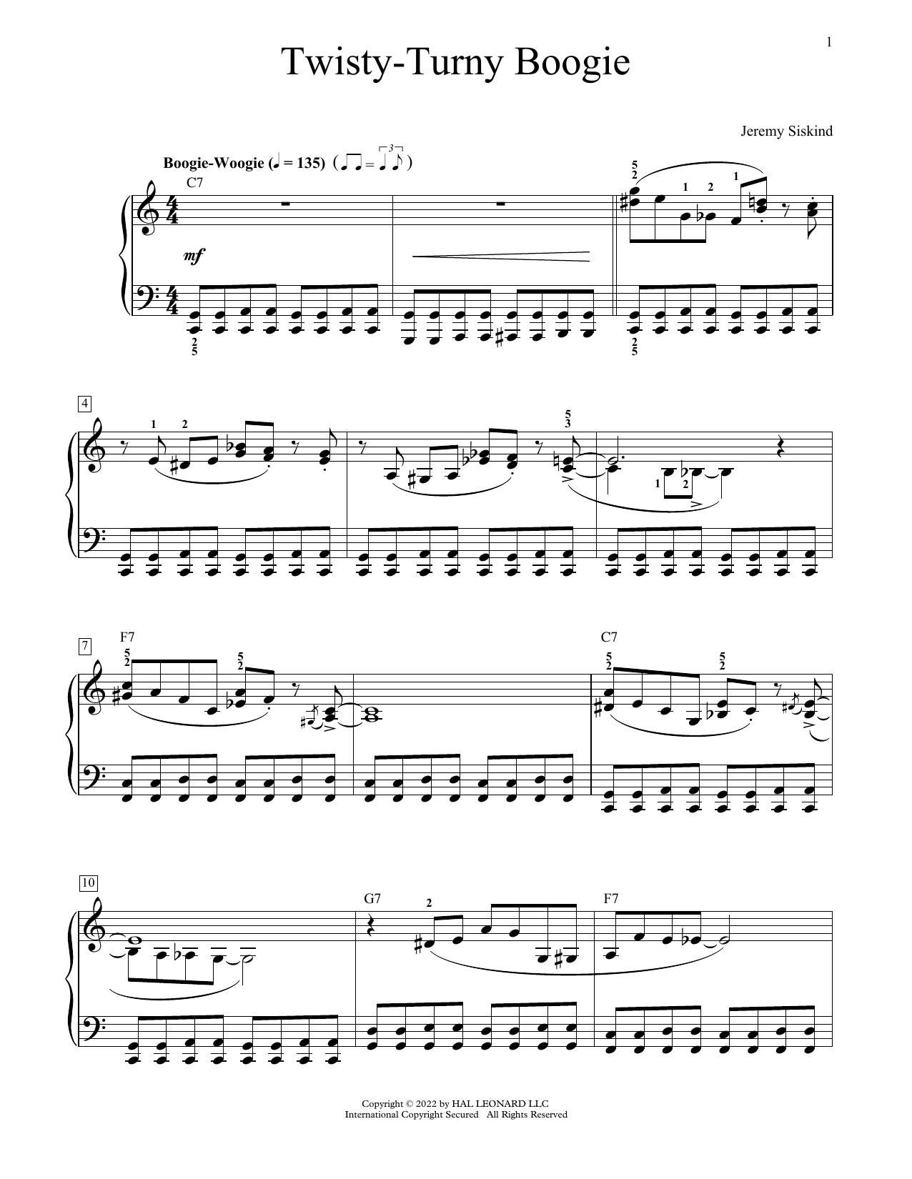 Jeremy Siskind Twisty-Turny Boogie Sheet Music Notes & Chords for Educational Piano - Download or Print PDF