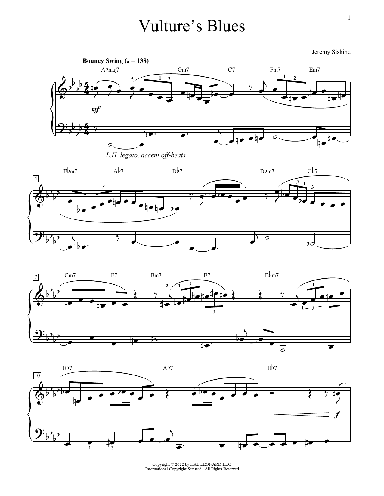Jeremy Siskind Vulture's Blues Sheet Music Notes & Chords for Educational Piano - Download or Print PDF