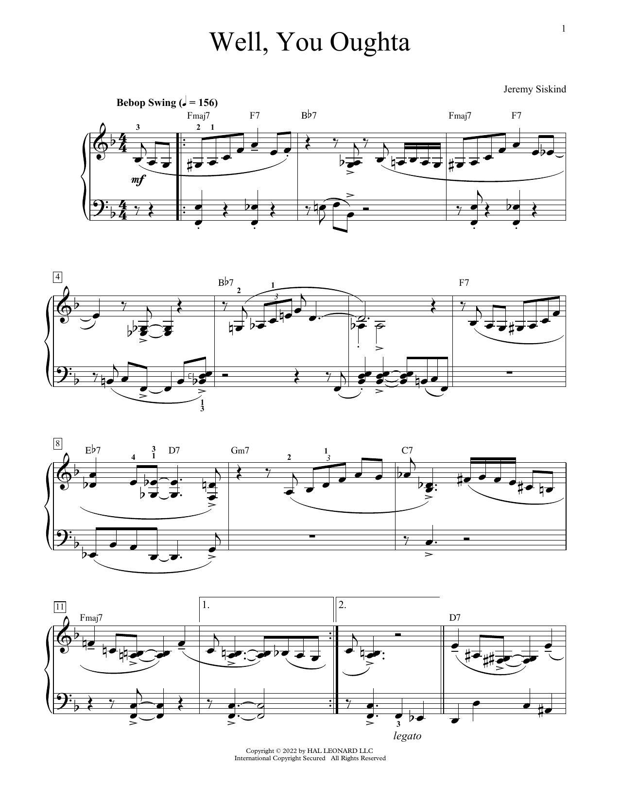 Jeremy Siskind Well, You Oughta Sheet Music Notes & Chords for Educational Piano - Download or Print PDF