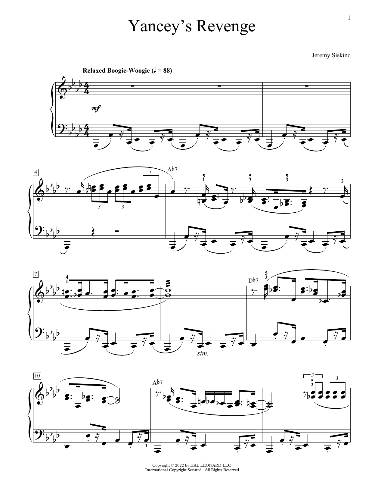 Jeremy Siskind Yancey's Revenge Sheet Music Notes & Chords for Educational Piano - Download or Print PDF