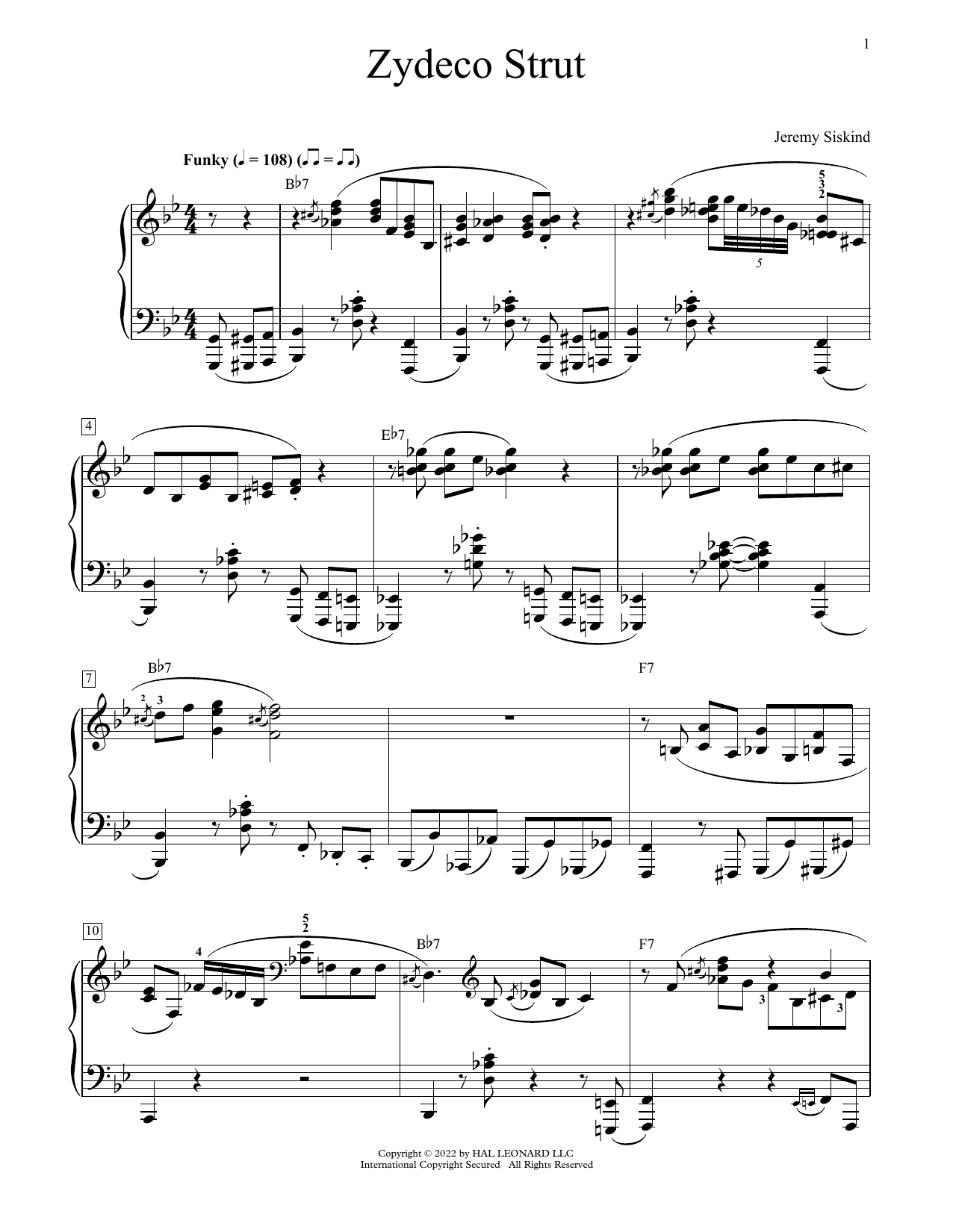 Jeremy Siskind Zydeco Strut Sheet Music Notes & Chords for Educational Piano - Download or Print PDF