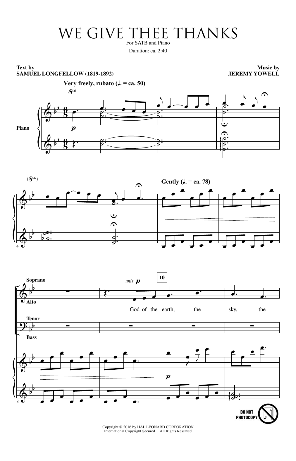 Jeremy Yowell We Give Thee Thanks Sheet Music Notes & Chords for SATB - Download or Print PDF
