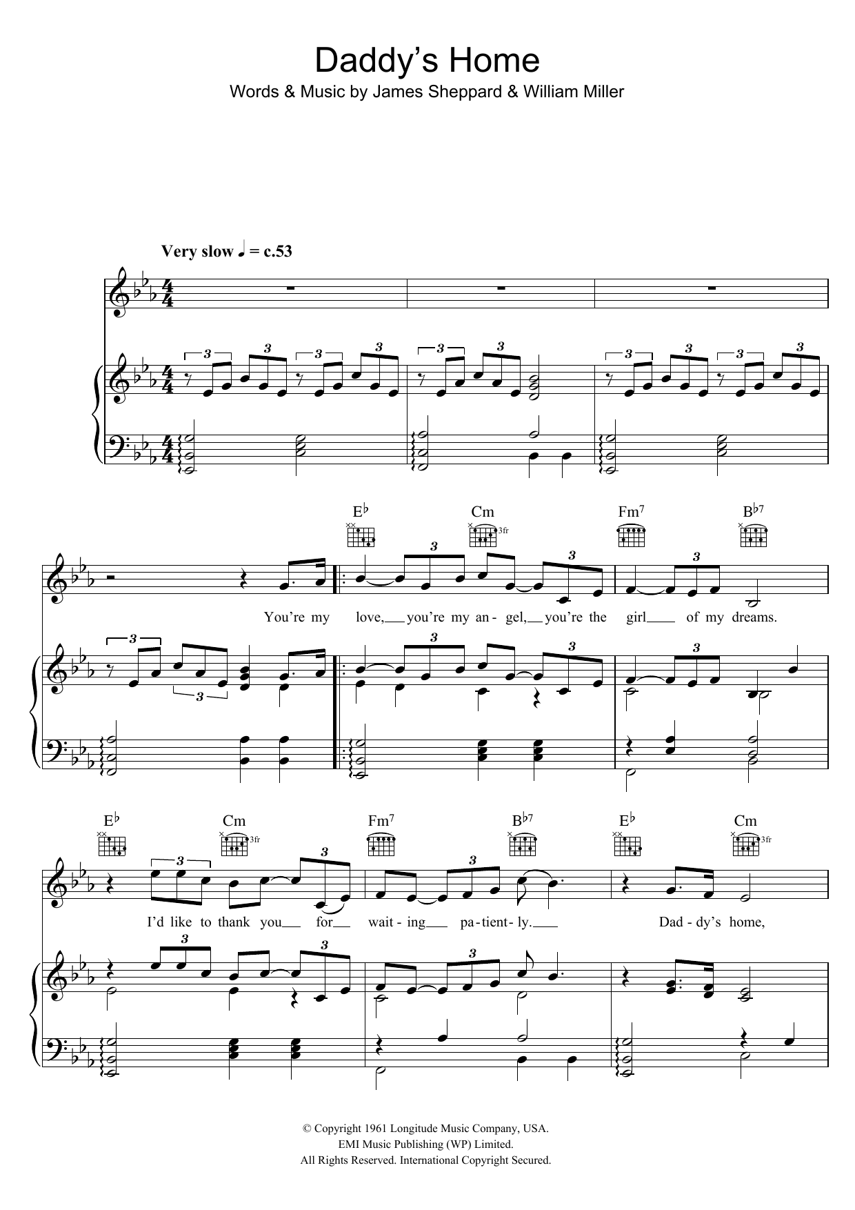 Jermaine Jackson Daddy's Home Sheet Music Notes & Chords for Piano, Vocal & Guitar (Right-Hand Melody) - Download or Print PDF