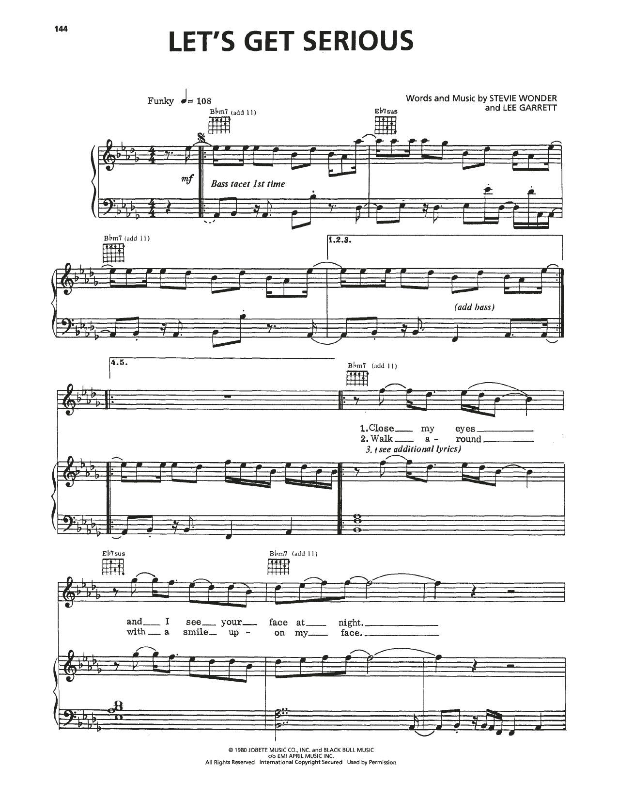 Jermaine Jackson Let's Get Serious Sheet Music Notes & Chords for Piano, Vocal & Guitar Chords (Right-Hand Melody) - Download or Print PDF