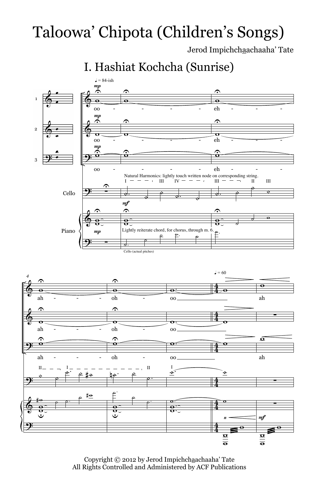 Jerod Impichchaachaaha' Tate Taloowa' Chipota (Children's Songs) Sheet Music Notes & Chords for 3-Part Mixed - Download or Print PDF