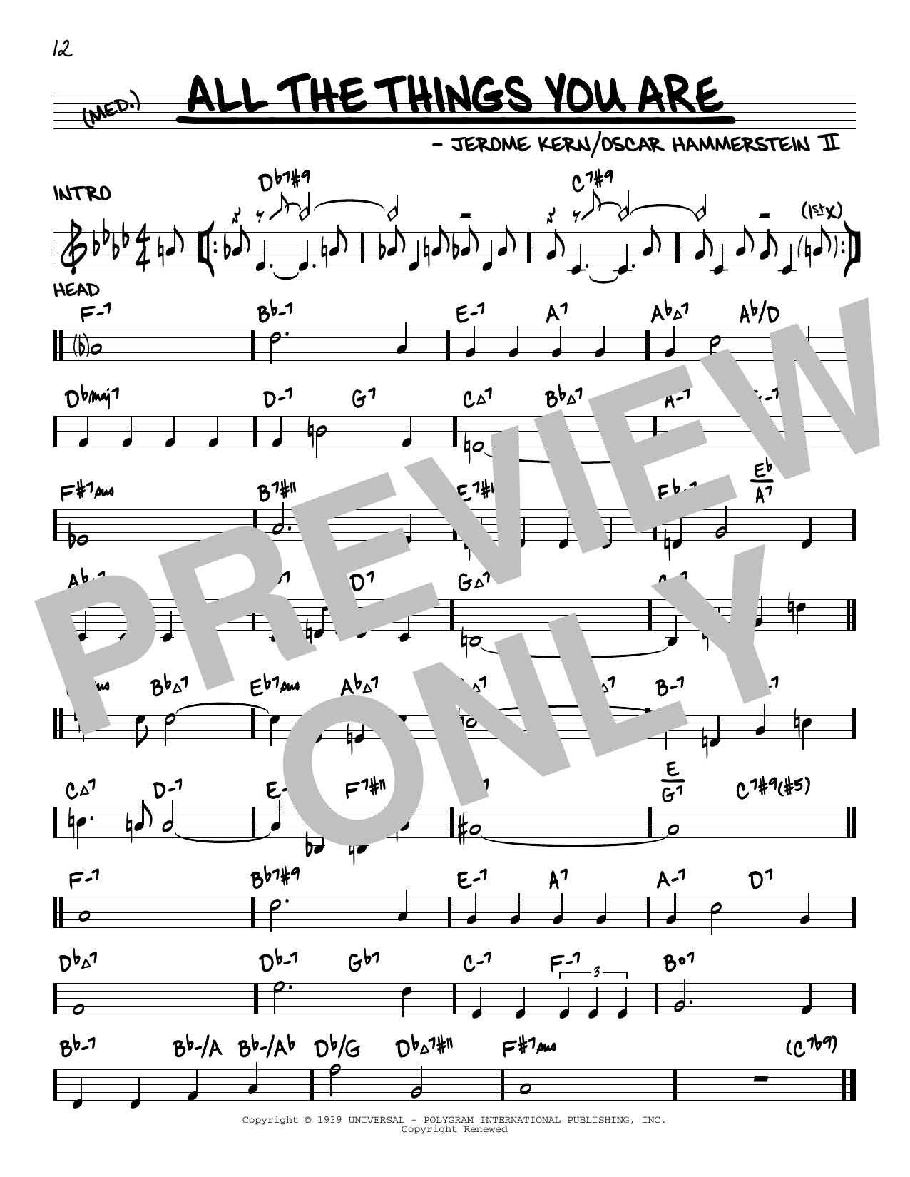 Jerome Kern All The Things You Are (arr. David Hazeltine) Sheet Music Notes & Chords for Real Book – Enhanced Chords - Download or Print PDF
