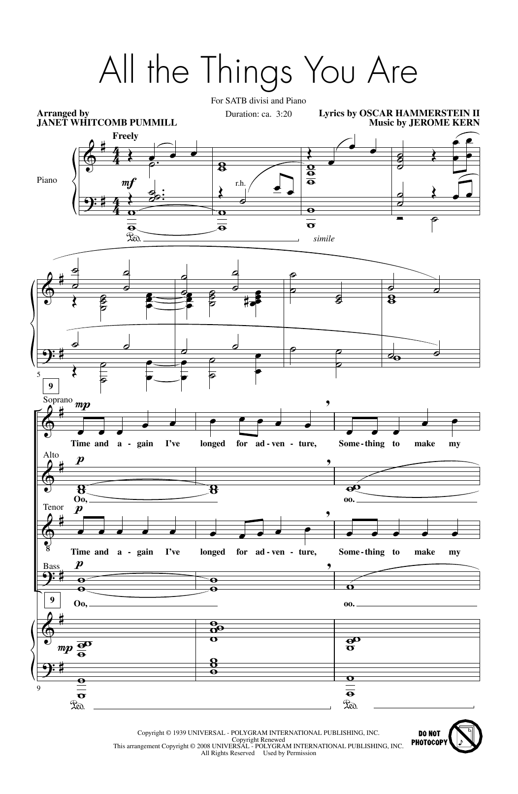 Jerome Kern All The Things You Are (arr. Janet Whitcomb Pummill) Sheet Music Notes & Chords for SATB Choir - Download or Print PDF