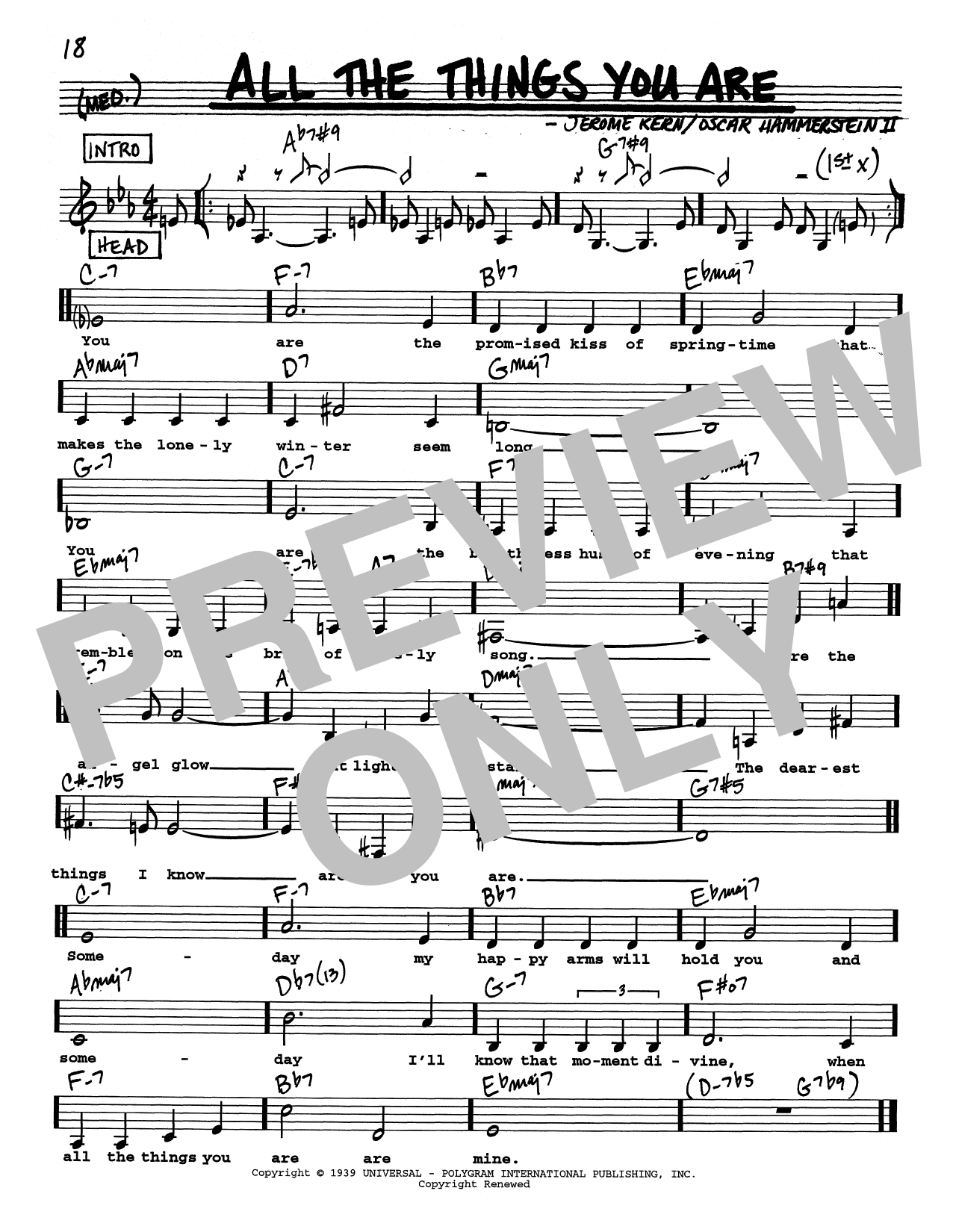 Jerome Kern All The Things You Are (Low Voice) Sheet Music Notes & Chords for Real Book – Melody, Lyrics & Chords - Download or Print PDF