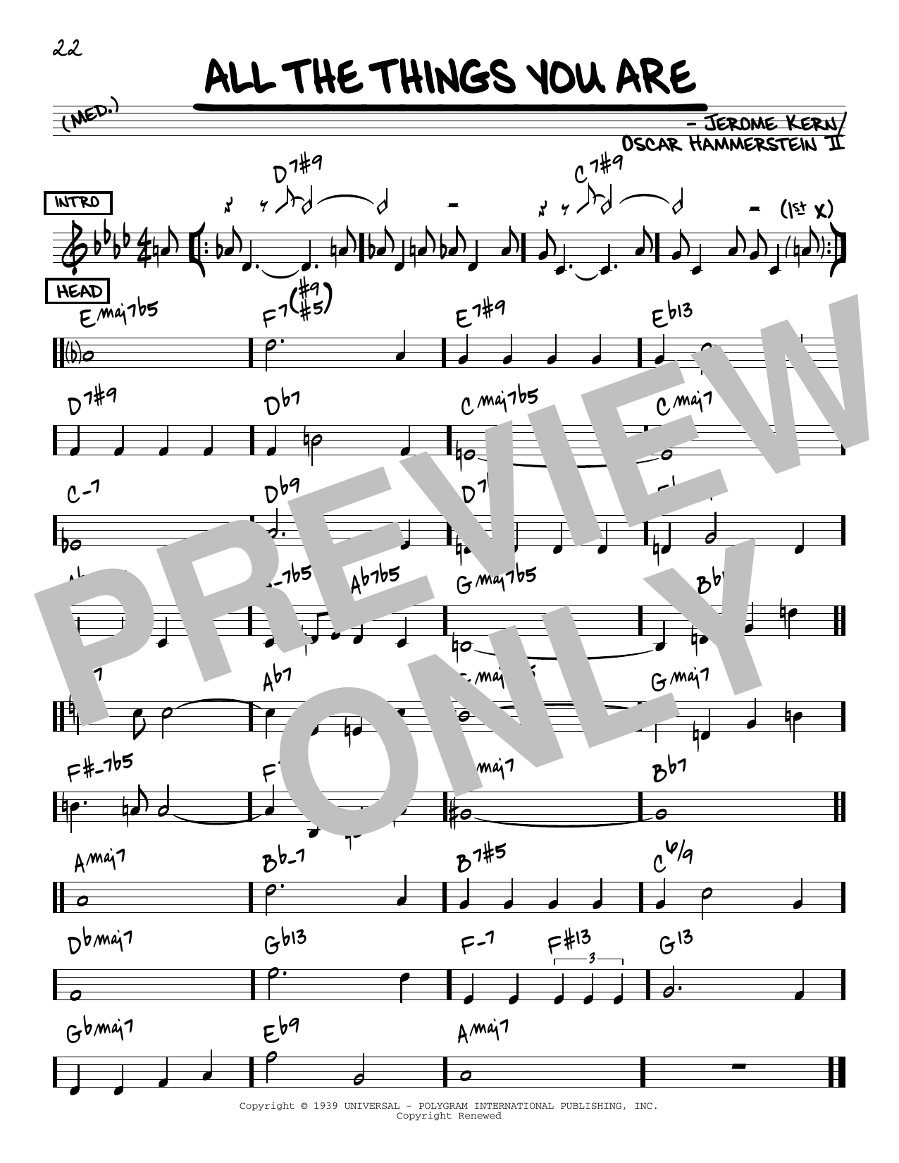 Jerome Kern All The Things You Are [Reharmonized version] (arr. Jack Grassel) Sheet Music Notes & Chords for Real Book – Melody & Chords - Download or Print PDF