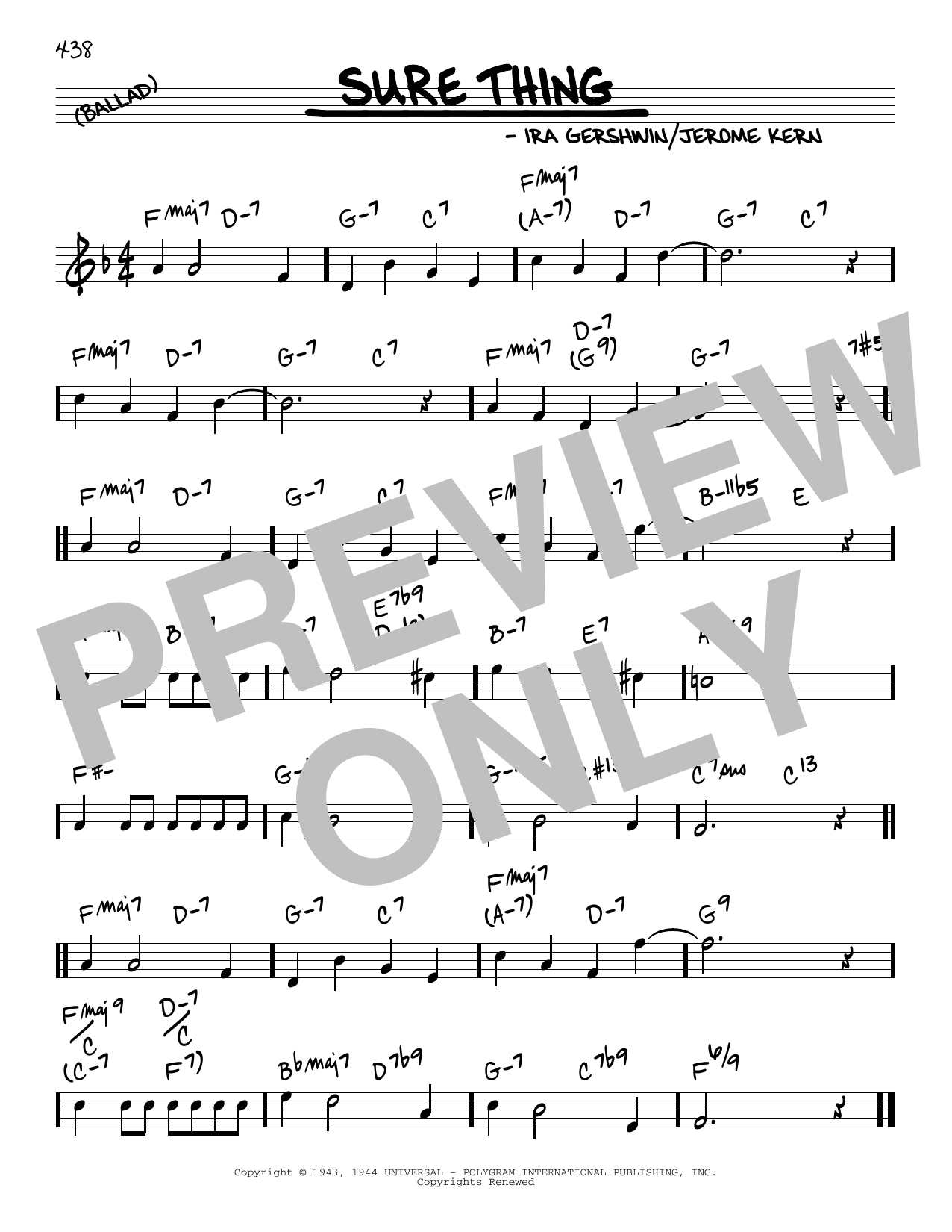 Jerome Kern and Ira Gershwin Sure Thing Sheet Music Notes & Chords for Real Book – Melody & Chords - Download or Print PDF
