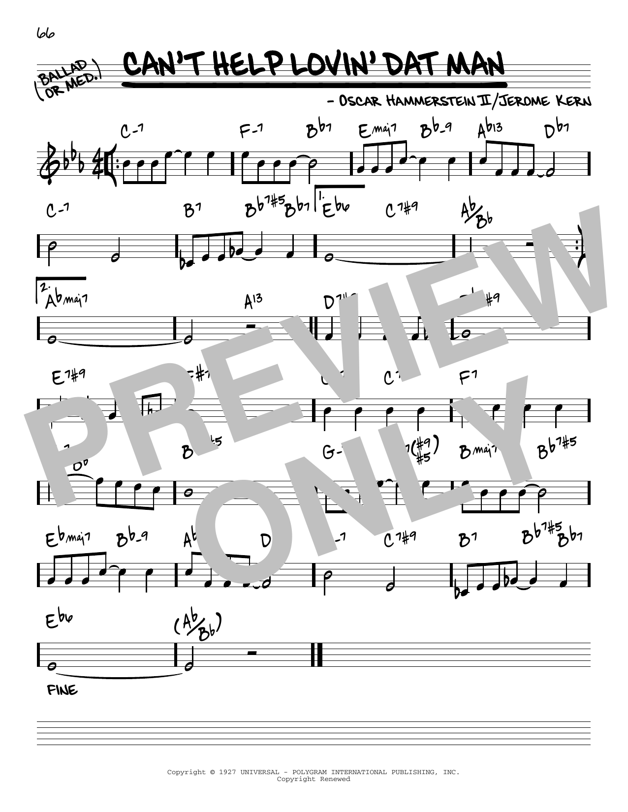 Jerome Kern Can't Help Lovin' Dat Man [Reharmonized version] (arr. Jack Grassel) Sheet Music Notes & Chords for Real Book – Melody & Chords - Download or Print PDF