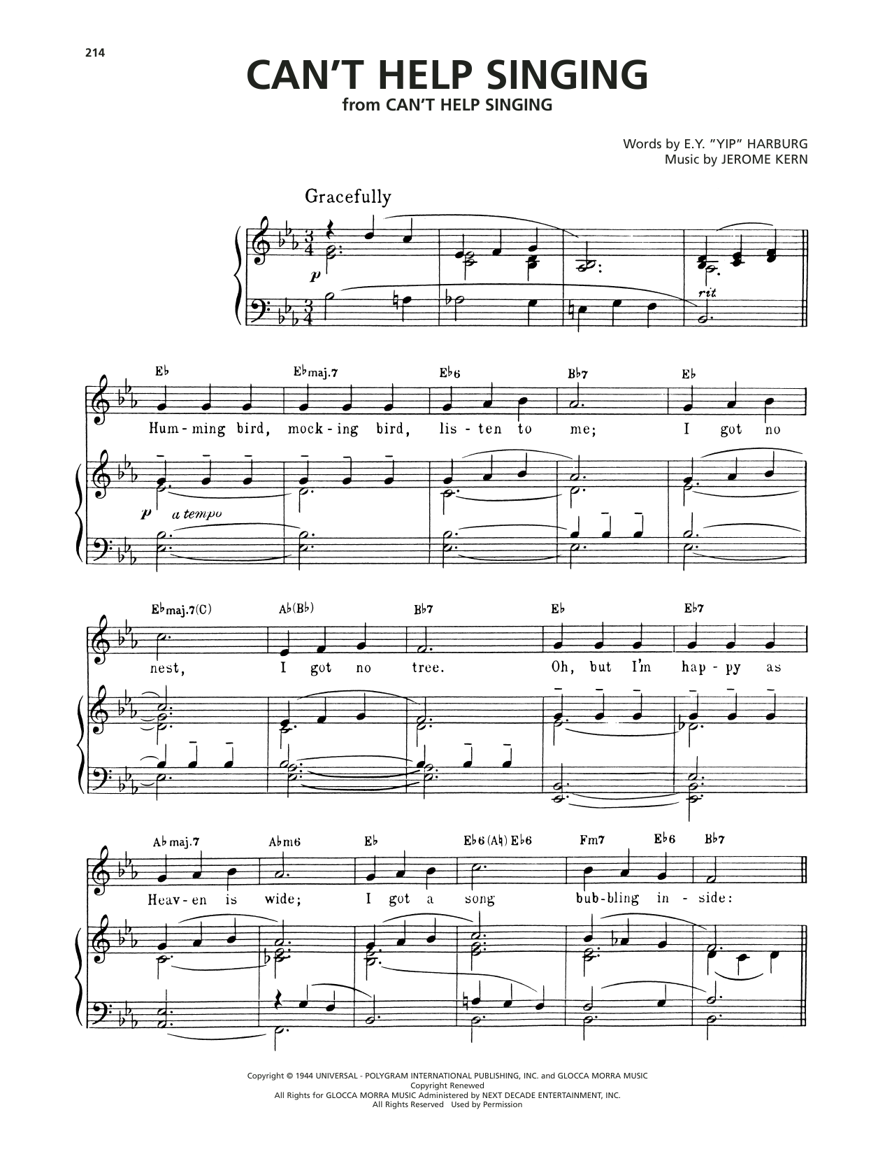 Jerome Kern Can't Help Singing (from Can't Help Singing) Sheet Music Notes & Chords for Piano, Vocal & Guitar Chords (Right-Hand Melody) - Download or Print PDF