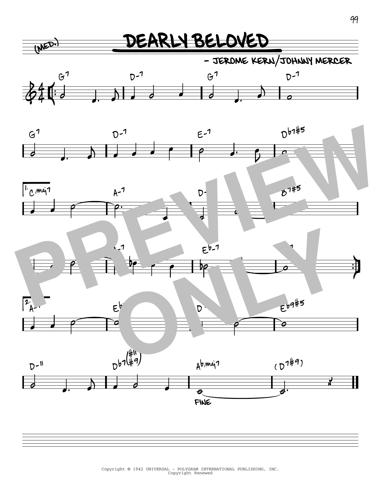 Jerome Kern Dearly Beloved [Reharmonized version] (arr. Jack Grassel) Sheet Music Notes & Chords for Real Book – Melody & Chords - Download or Print PDF