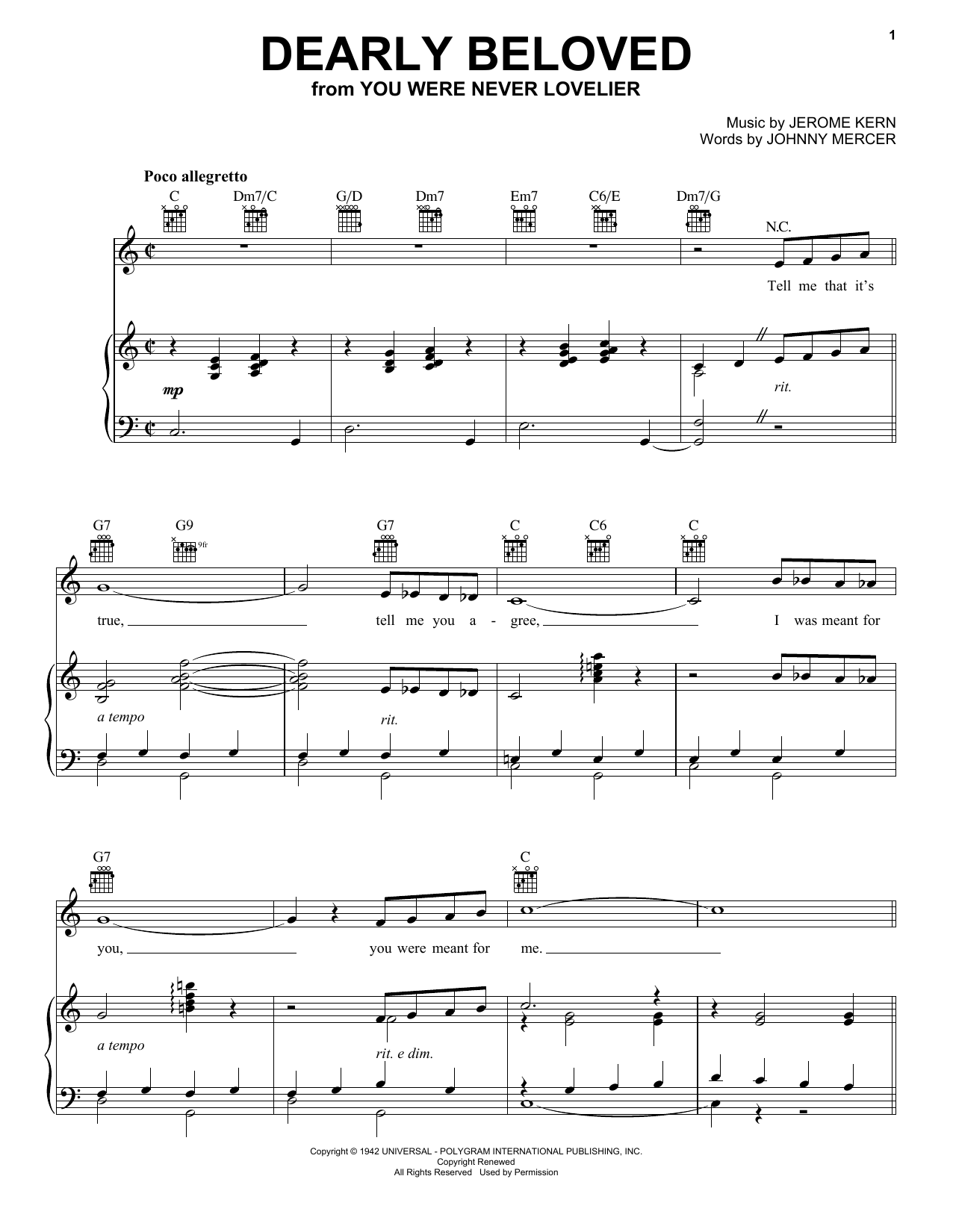 Jerome Kern Dearly Beloved Sheet Music Notes & Chords for Violin - Download or Print PDF