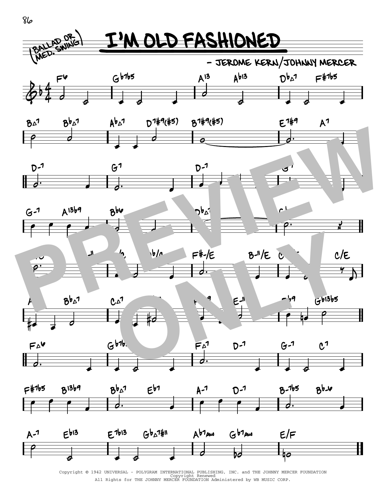 Jerome Kern I'm Old Fashioned (arr. David Hazeltine) Sheet Music Notes & Chords for Real Book – Enhanced Chords - Download or Print PDF