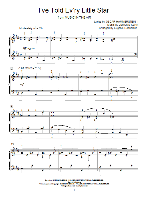 Jerome Kern I've Told Ev'ry Little Star Sheet Music Notes & Chords for Keyboard - Download or Print PDF