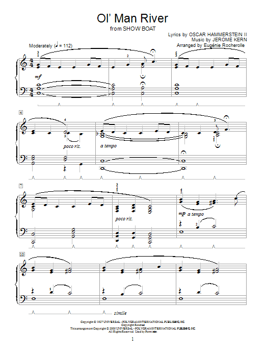 Jerome Kern Ol' Man River Sheet Music Notes & Chords for SATB - Download or Print PDF