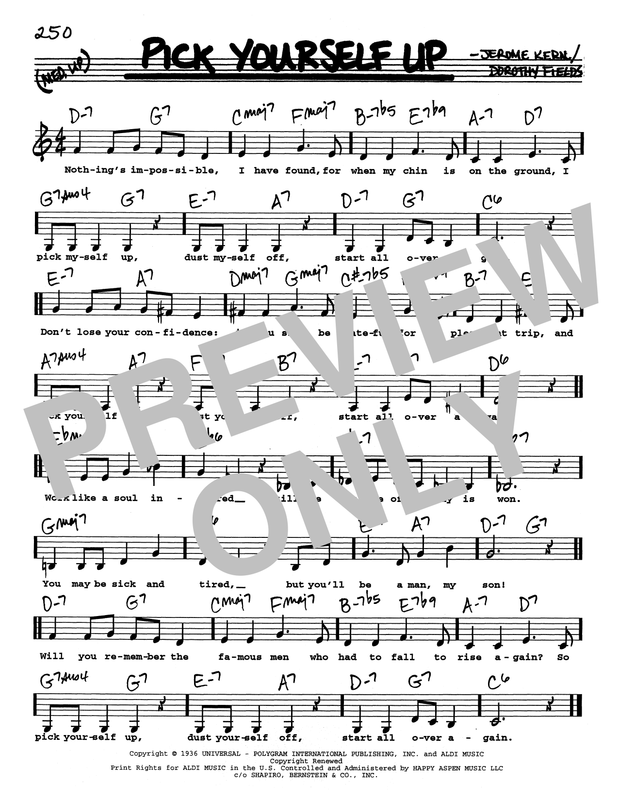 Jerome Kern Pick Yourself Up (Low Voice) Sheet Music Notes & Chords for Real Book – Melody, Lyrics & Chords - Download or Print PDF