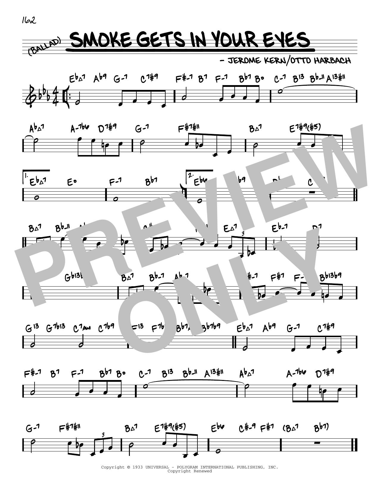 Jerome Kern Smoke Gets In Your Eyes (arr. David Hazeltine) Sheet Music Notes & Chords for Real Book – Enhanced Chords - Download or Print PDF