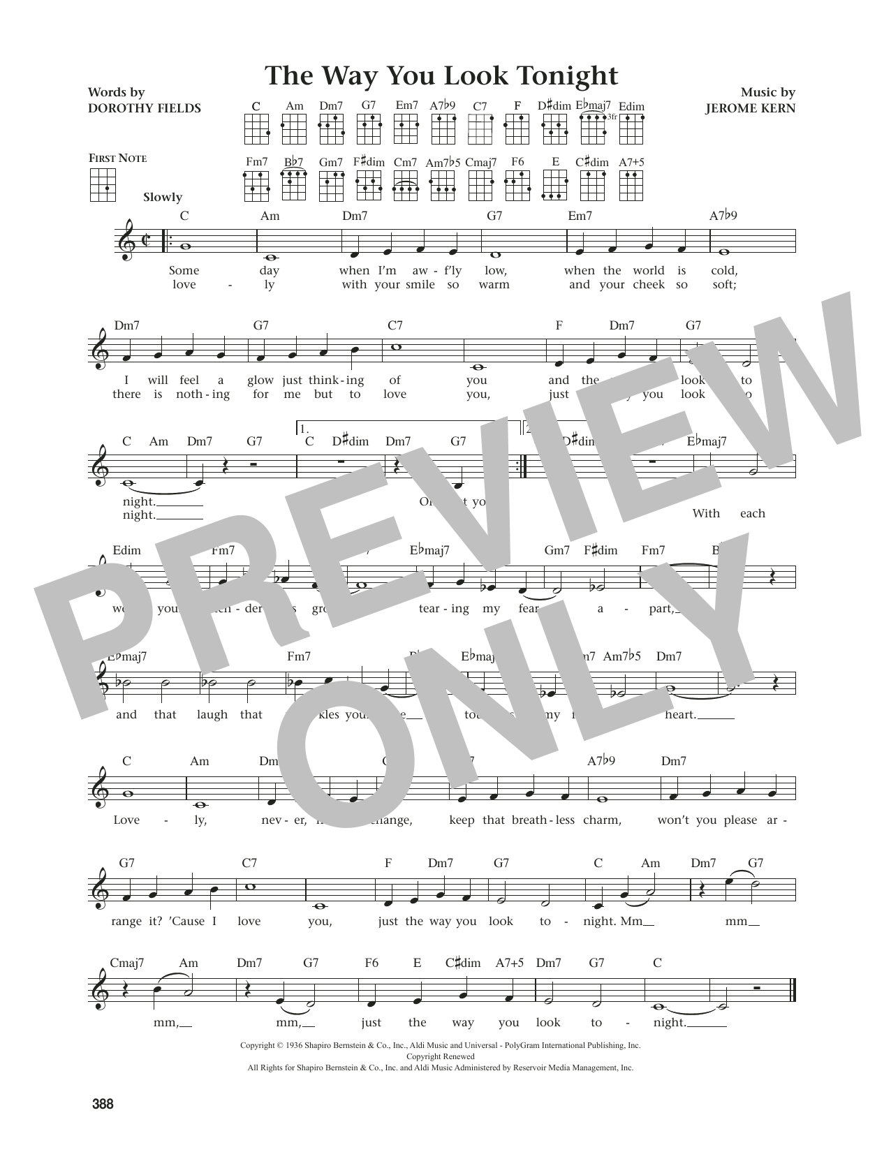 Jerome Kern The Way You Look Tonight (from The Daily Ukulele) (arr. Jim Beloff) Sheet Music Notes & Chords for Ukulele - Download or Print PDF