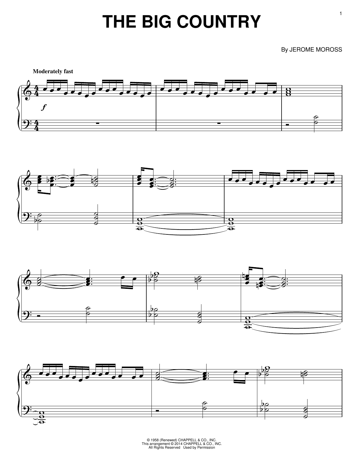 Jerome Moross The Big Country Sheet Music Notes & Chords for Piano - Download or Print PDF