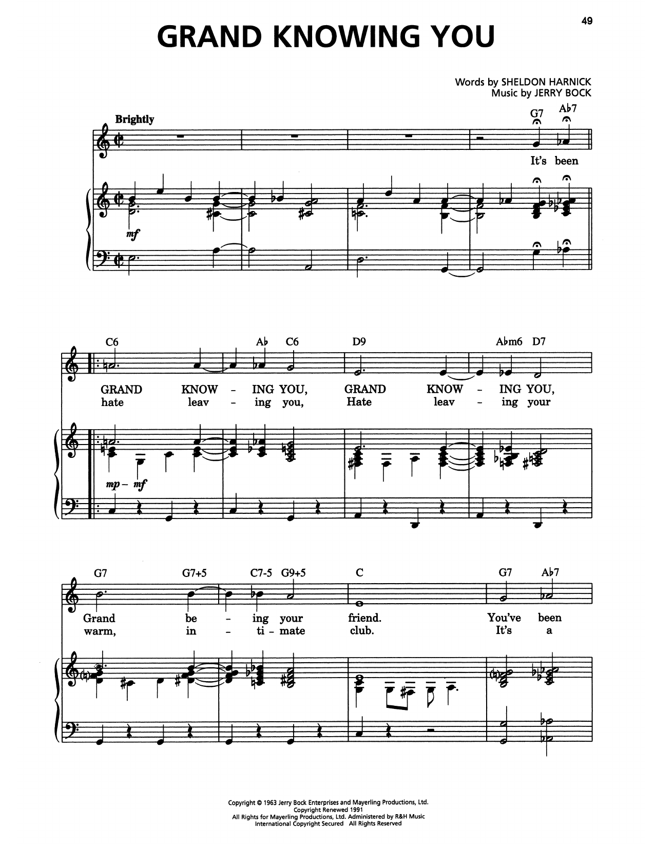 Jerry Bock Grand Knowing You (from She Loves Me) Sheet Music Notes & Chords for Piano & Vocal - Download or Print PDF