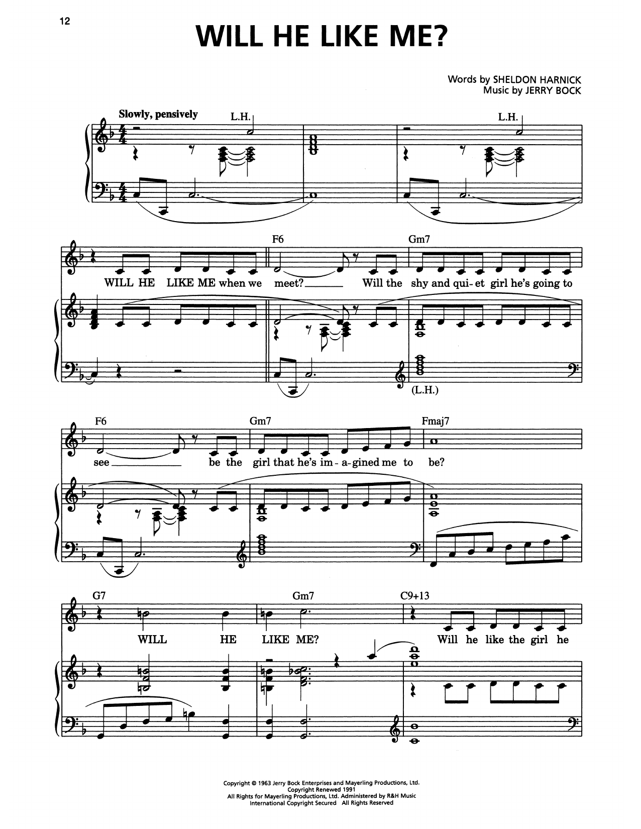 Jerry Bock Will He Like Me? (from She Loves Me) Sheet Music Notes & Chords for Piano & Vocal - Download or Print PDF