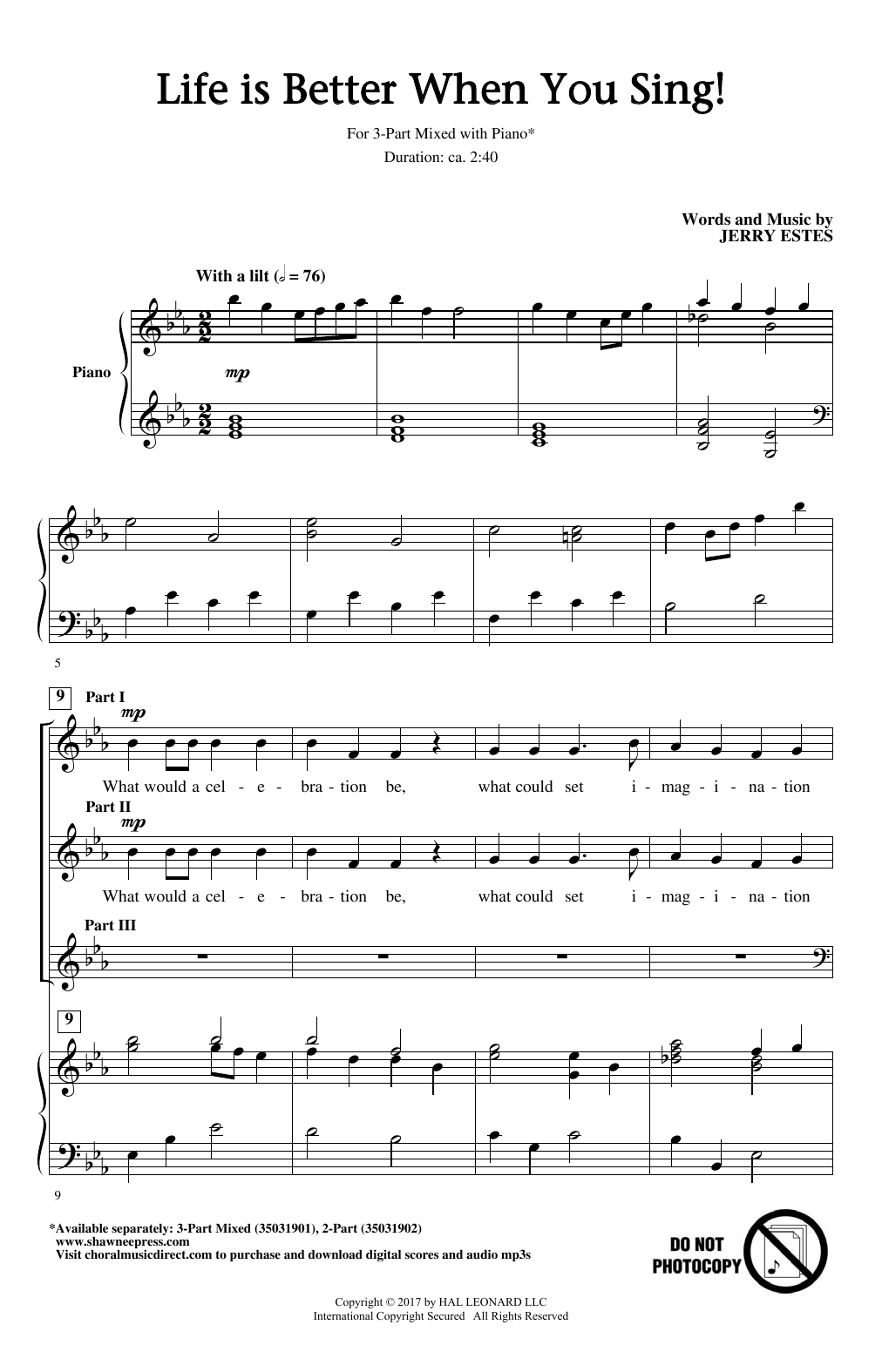 Jerry Estes Life Is Better When You Sing! Sheet Music Notes & Chords for 2-Part Choir - Download or Print PDF