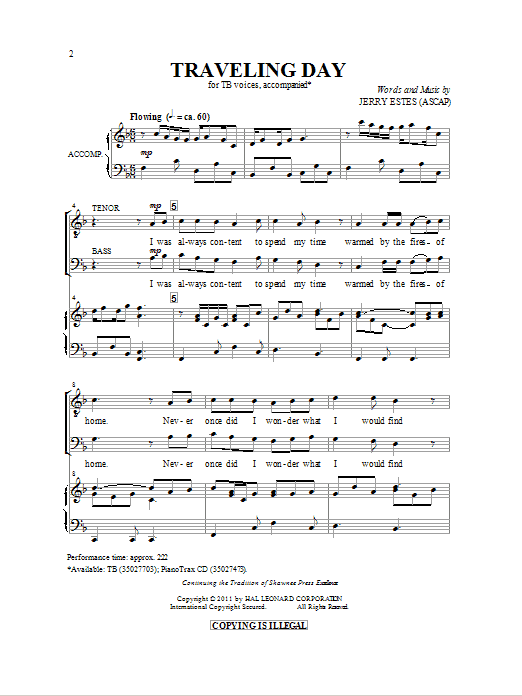Jerry Estes Traveling Day Sheet Music Notes & Chords for TB - Download or Print PDF