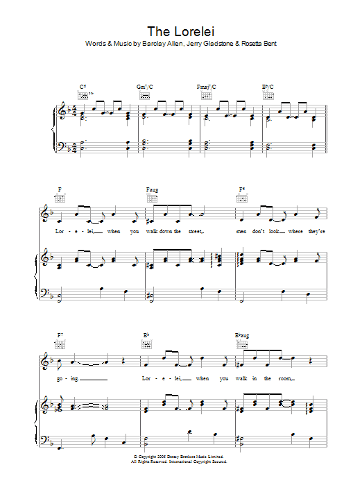 Barclay Allen The Lorelei Sheet Music Notes & Chords for Piano, Vocal & Guitar (Right-Hand Melody) - Download or Print PDF