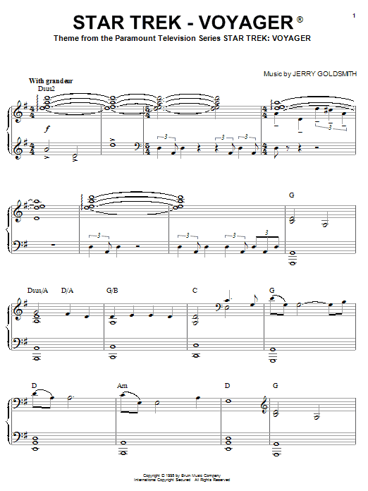 Jerry Goldsmith Star Trek - Voyager(R) Sheet Music Notes & Chords for Easy Piano - Download or Print PDF