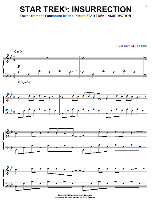 Jerry Goldsmith Star Trek(R) Insurrection Sheet Music Notes & Chords for Easy Piano - Download or Print PDF