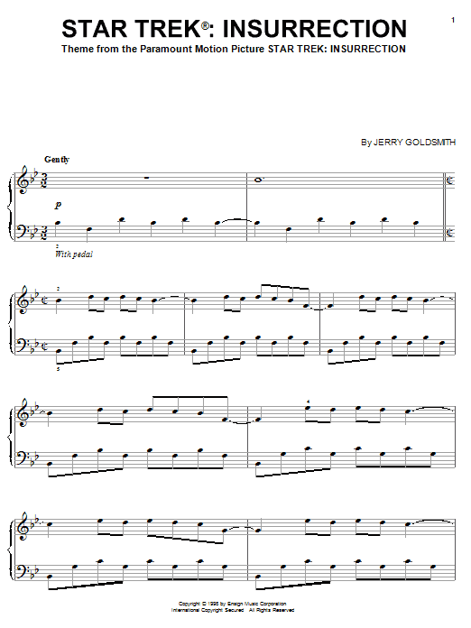 Jerry Goldsmith Star Trek(R) Insurrection sheet music notes and chords. Download Printable PDF.