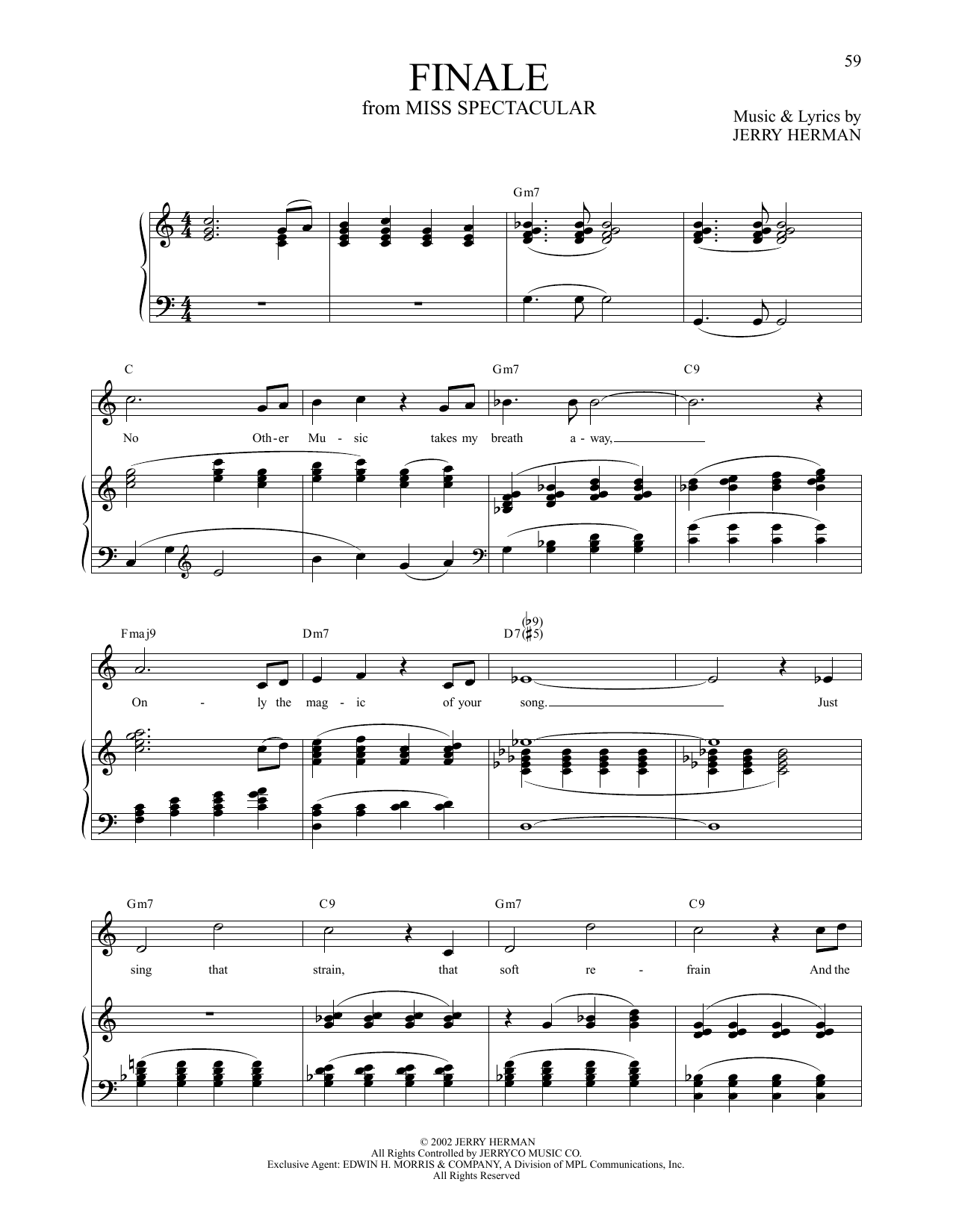 Jerry Herman Finale (from Miss Spectacular) Sheet Music Notes & Chords for Piano & Vocal - Download or Print PDF