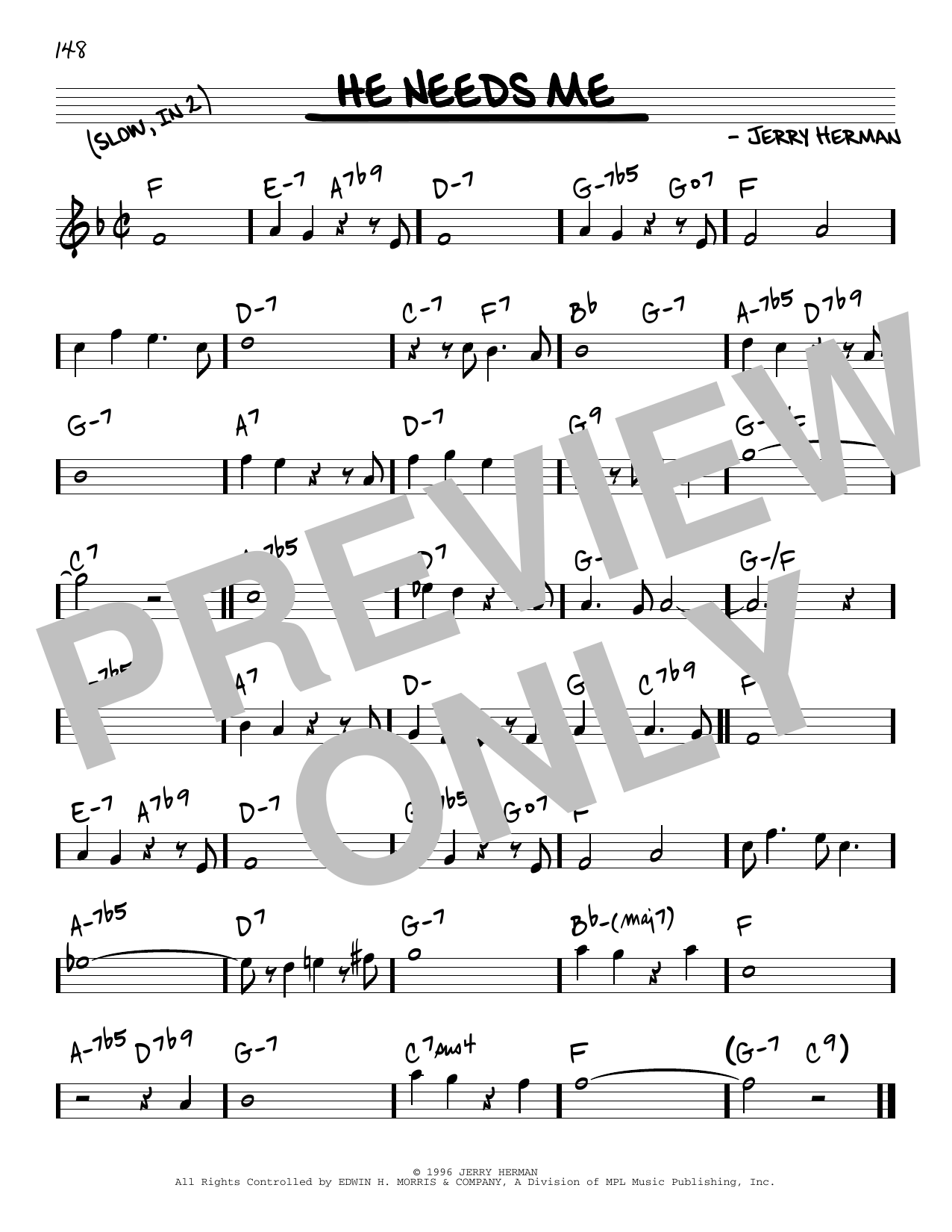 Jerry Herman He Needs Me Sheet Music Notes & Chords for Real Book – Melody & Chords - Download or Print PDF