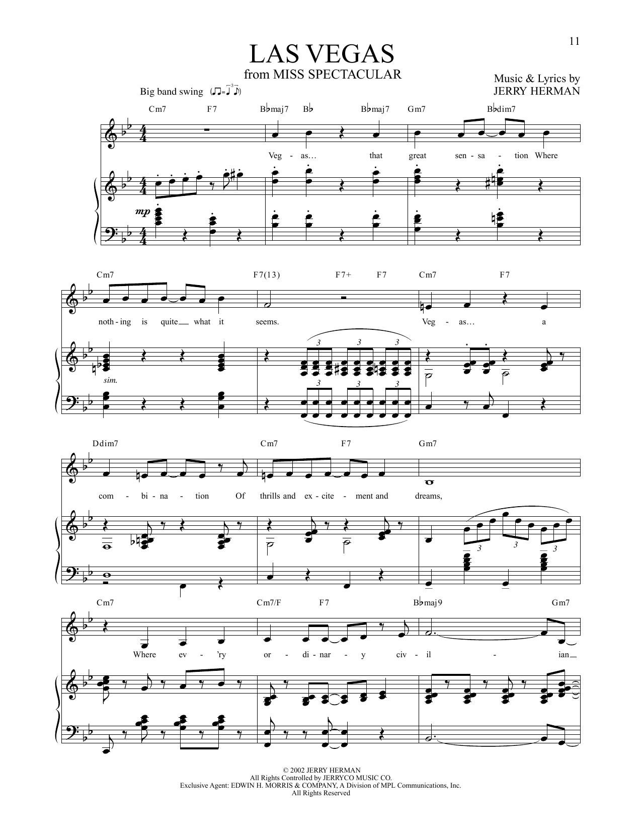 Jerry Herman Las Vegas (from Miss Spectacular) Sheet Music Notes & Chords for Piano & Vocal - Download or Print PDF