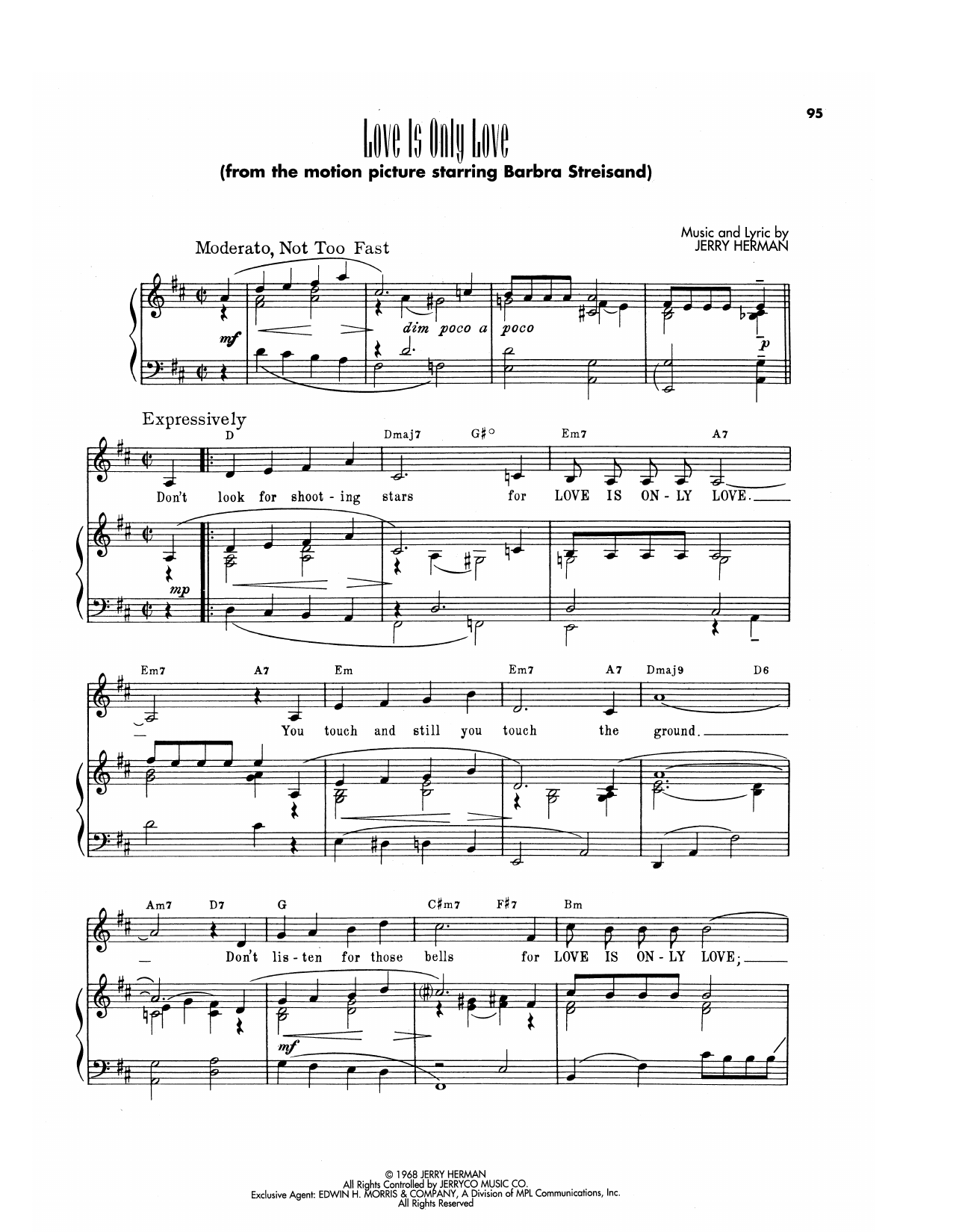 Jerry Herman Love Is Only Love (from Mame) Sheet Music Notes & Chords for Piano, Vocal & Guitar Chords (Right-Hand Melody) - Download or Print PDF