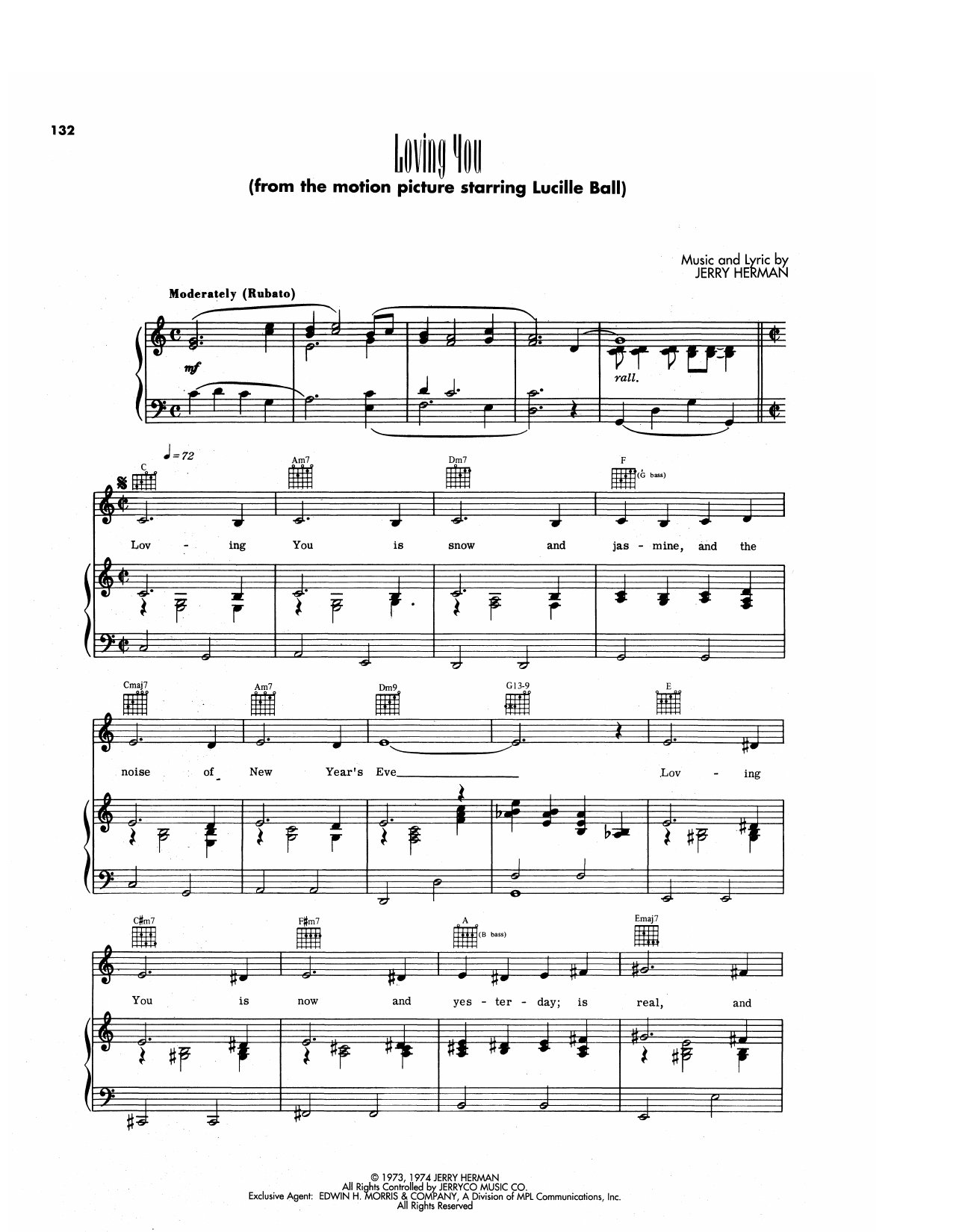 Jerry Herman Loving You (from Mame) Sheet Music Notes & Chords for Piano, Vocal & Guitar Chords (Right-Hand Melody) - Download or Print PDF