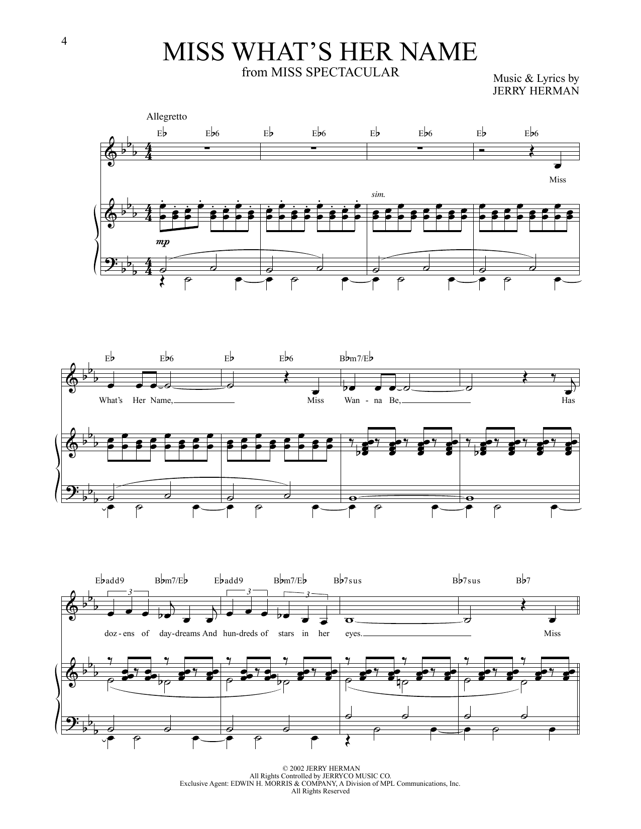 Jerry Herman Miss What's Her Name (from Miss Spectacular) Sheet Music Notes & Chords for Piano & Vocal - Download or Print PDF