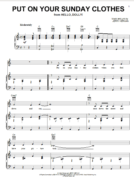 Jerry Herman Put On Your Sunday Clothes Sheet Music Notes & Chords for Piano, Vocal & Guitar (Right-Hand Melody) - Download or Print PDF