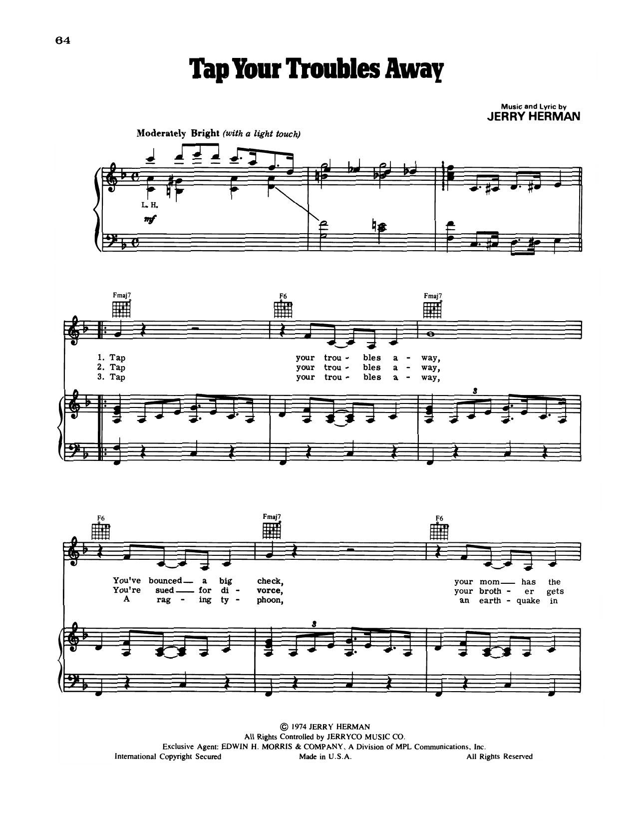 Jerry Herman Tap Your Troubles Away (from Mack & Mabel) Sheet Music Notes & Chords for Piano & Vocal - Download or Print PDF