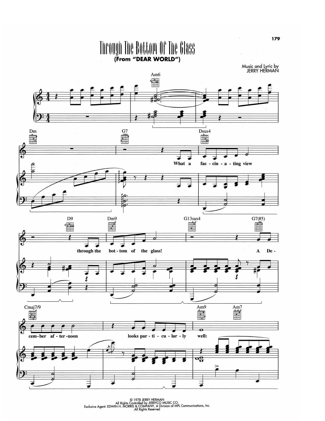 Jerry Herman Through The Bottom Of The Glass (from Dear World) Sheet Music Notes & Chords for Piano, Vocal & Guitar Chords (Right-Hand Melody) - Download or Print PDF